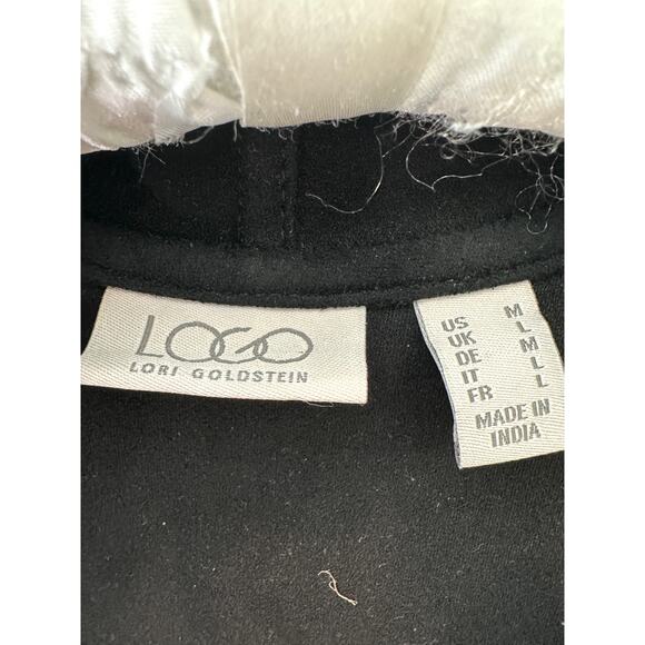 LOGO LORI GOLDSTEIN | Black Faux Suede Waterfall Open Front Jacket | Medium - Picture 5 of 6